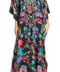 Sakkas Georgettina 2025 Flowy Rhinestone V Neck Long Caftan Dress / Cover Up