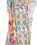 Sakkas Georgettina 2025 Flowy Rhinestone V Neck Long Caftan Dress / Cover Up