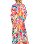 Sakkas Georgettina 2025 Flowy Rhinestone V Neck Long Caftan Dress / Cover Up