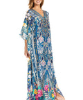 Sakkas Georgettina 2025 Flowy Rhinestone V Neck Long Caftan Dress / Cover Up
