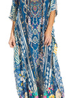 Sakkas Georgettina 2025 Flowy Rhinestone V Neck Long Caftan Dress / Cover Up