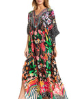 Sakkas Georgettina 2025 Flowy Rhinestone V Neck Long Caftan Dress / Cover Up