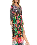 Sakkas Georgettina 2025 Flowy Rhinestone V Neck Long Caftan Dress / Cover Up