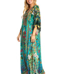 Sakkas Georgettina 2025 Flowy Rhinestone V Neck Long Caftan Dress / Cover Up