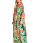 Sakkas Georgettina 2025 Flowy Rhinestone V Neck Long Caftan Dress / Cover Up