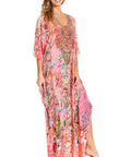 Sakkas Georgettina 2025 Flowy Rhinestone V Neck Long Caftan Dress / Cover Up
