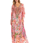 Sakkas Georgettina 2025 Flowy Rhinestone V Neck Long Caftan Dress / Cover Up