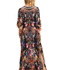 Sakkas Georgettina 2025 Flowy Rhinestone V Neck Long Caftan Dress / Cover Up