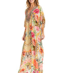 Sakkas Georgettina 2025 Flowy Rhinestone V Neck Long Caftan Dress / Cover Up