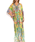 Sakkas Georgettina 2025 Flowy Rhinestone V Neck Long Caftan Dress / Cover Up