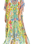 Sakkas Georgettina 2025 Flowy Rhinestone V Neck Long Caftan Dress / Cover Up