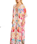 Sakkas Georgettina 2025 Flowy Rhinestone V Neck Long Caftan Dress / Cover Up