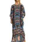 Sakkas Georgettina 2025 Flowy Rhinestone V Neck Long Caftan Dress / Cover Up