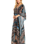 Sakkas Georgettina 2025 Flowy Rhinestone V Neck Long Caftan Dress / Cover Up
