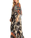 Sakkas Georgettina 2025 Flowy Rhinestone V Neck Long Caftan Dress / Cover Up