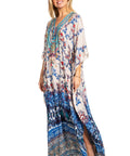 Sakkas Georgettina 2025 Flowy Rhinestone V Neck Long Caftan Dress / Cover Up