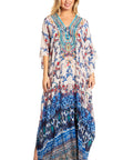 Sakkas Georgettina 2025 Flowy Rhinestone V Neck Long Caftan Dress / Cover Up