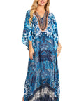 Sakkas Georgettina 2025 Flowy Rhinestone V Neck Long Caftan Dress / Cover Up