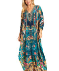 Sakkas Georgettina 2025 Flowy Rhinestone V Neck Long Caftan Dress / Cover Up