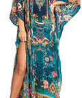 Sakkas Georgettina 2025 Flowy Rhinestone V Neck Long Caftan Dress / Cover Up