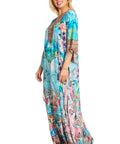 Sakkas Georgettina 2025 Flowy Rhinestone V Neck Long Caftan Dress / Cover Up