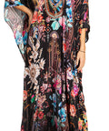 Sakkas Georgettina 2025 Flowy Rhinestone V Neck Long Caftan Dress / Cover Up