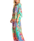 Sakkas Georgettina 2025 Flowy Rhinestone V Neck Long Caftan Dress / Cover Up