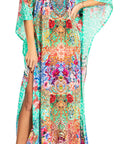 Sakkas Georgettina 2025 Flowy Rhinestone V Neck Long Caftan Dress / Cover Up