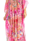 Sakkas Georgettina 2025 Flowy Rhinestone V Neck Long Caftan Dress / Cover Up