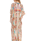 Sakkas Georgettina 2025 Flowy Rhinestone V Neck Long Caftan Dress / Cover Up