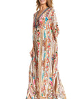 Sakkas Georgettina 2025 Flowy Rhinestone V Neck Long Caftan Dress / Cover Up