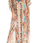Sakkas Georgettina 2025 Flowy Rhinestone V Neck Long Caftan Dress / Cover Up