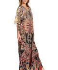 Sakkas Georgettina 2025 Flowy Rhinestone V Neck Long Caftan Dress / Cover Up