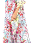 Sakkas Georgettina Flowy Rhinestone V Neck Long Caftan Dress/Cover Up