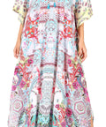 Sakkas Georgettina Flowy Rhinestone V Neck Long Caftan Dress/Cover Up
