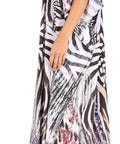 Sakkas Georgettina Flowy Rhinestone V Neck Long Caftan Dress/Cover Up