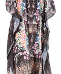 Sakkas Georgettina Flowy Rhinestone V Neck Long Caftan Dress/Cover Up