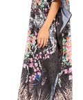 Sakkas Georgettina Flowy Rhinestone V Neck Long Caftan Dress/Cover Up