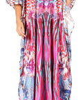 Sakkas Georgettina Flowy Rhinestone V Neck Long Caftan Dress/Cover Up