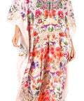 Sakkas Georgettina Flowy Rhinestone V Neck Long Caftan Dress/Cover Up
