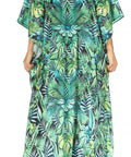 Sakkas Georgettina Flowy Rhinestone V Neck Long Caftan Dress/Cover Up