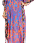 Sakkas Georgettina Flowy Rhinestone V Neck Long Caftan Dress/Cover Up