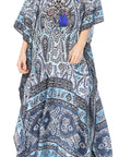 Sakkas Georgettina Flowy Rhinestone V Neck Long Caftan Dress/Cover Up