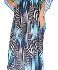 Sakkas Georgettina Flowy Rhinestone V Neck Long Caftan Dress/Cover Up
