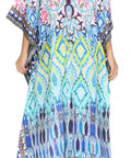 Sakkas Georgettina Flowy Rhinestone V Neck Long Caftan Dress/Cover Up