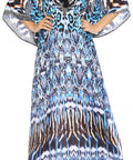 Sakkas Georgettina Flowy Rhinestone V Neck Long Caftan Dress/Cover Up