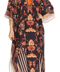 Sakkas Georgettina Flowy Rhinestone V Neck Long Caftan Dress/Cover Up
