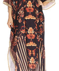 Sakkas Georgettina Flowy Rhinestone V Neck Long Caftan Dress/Cover Up