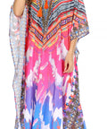 Sakkas Georgettina Flowy Rhinestone V Neck Long Caftan Dress/Cover Up
