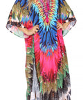 Sakkas Georgettina Flowy Rhinestone V Neck Long Caftan Dress/Cover Up